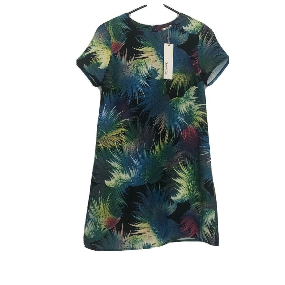 Nwt Sunny Girl Australia Bright Leaf Pattern Mod Dress Women’s Small